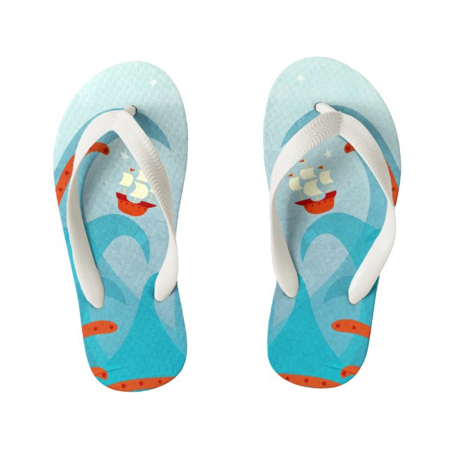 Tongs Enfants Un Mauvais Jour Pour Les Marins Peinture Nautique (Semelle)