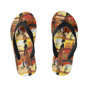 Tongs Enfants Une belle femme africaine Silhouette sur les solei