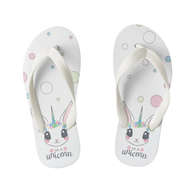 Tongs Enfants Unicorne et Pois (Semelle)