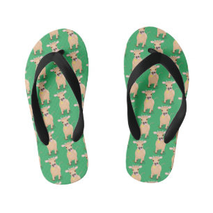 Tongs Enfants Vache de jersey et fleur de dessin animé mignons e