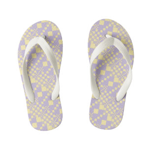 Tongs Enfants Vérifié, Chèques - Pastel Jaune et Violet