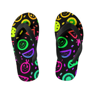 Tongs Enfants Vibrant Neon Fruits Motif Art