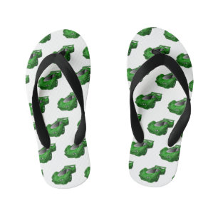 Tongs Enfants Voiture de sport verte avec illustration airfos
