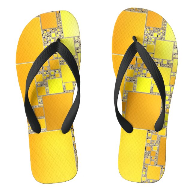 Tongs Épelles carrées jaunes et orange (Semelle)