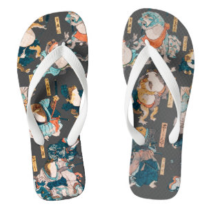 Tongs Estampe japonaise de grenouille sur bois Kuniyoshi