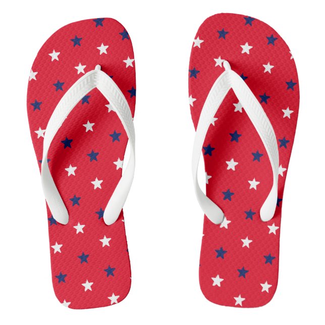 Tongs États-Unis Rouge blanc bleu patriotique étoiles mo (Semelle)