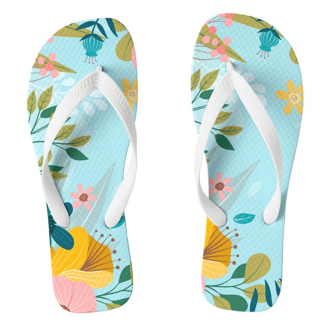 Tongs Été (Decorated floral flip flops for pool or beach.  )