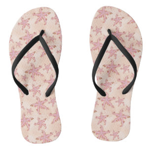 Tongs Étoiles de mer et motif pastel rose corail