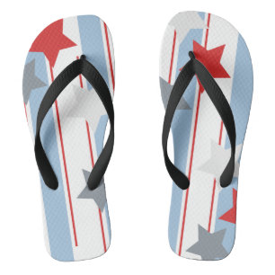Tongs Étoiles patriotiques mignonnes et rayures vertical