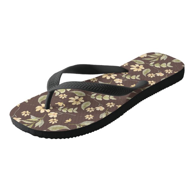 Tongs Fantasie Florale Rétro Brun  (Incliné)