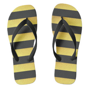 Tongs Faux Gold Foil Black Stripes
