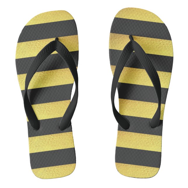 Tongs Faux Gold Foil Black Stripes (Semelle)