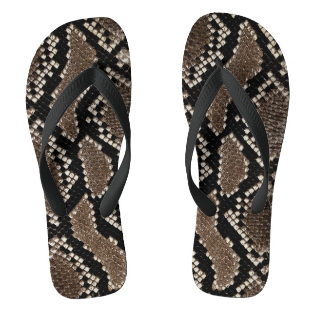 Tongs Faux Reticulé Python Snake Skin Flip Flops (Semelle)