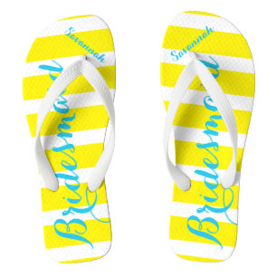 Tongs Femme de chambre personnalisée Turquoise Jaune N'i