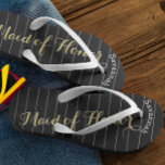 Tongs Femme d'honneur jaune or<br><div class="desc">Motif à rayures blanches et noires jaunes dorées - Changez dans n'importe quelle couleur en cliquant sur personnaliser. Et dis tout ce que tu veux. Faites-en un de ces flip flops qui ont VOTRE message sur eux. Parlez de la plage ! Personnalisé avec votre nom ou quelque chose et titre...</div>