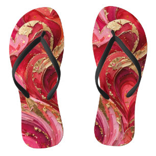 Tongs Femme Tourbillon Or Rose & Rouge