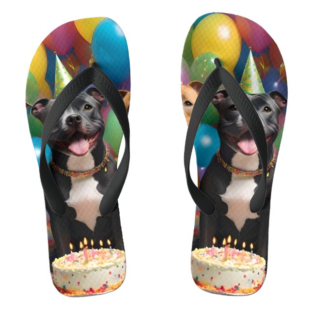 Tongs Fête D'Anniversaire Avec Ballons De Gâteaux, (Semelle)