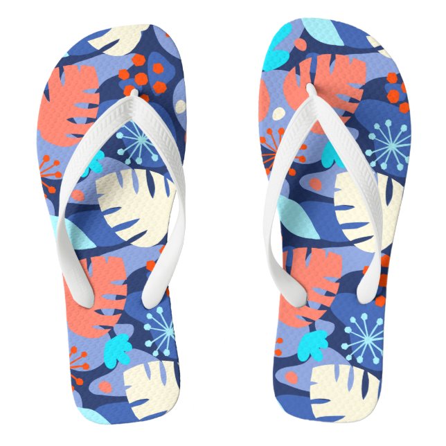 Tongs Feuille de Monstera abstraite hawaïenne tropicale  (Semelle)