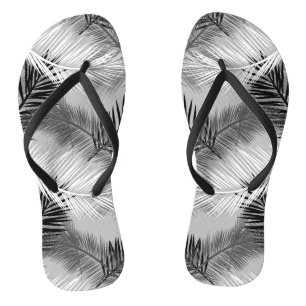 Tongs Feuille de palme Impression, gris / gris, noir et