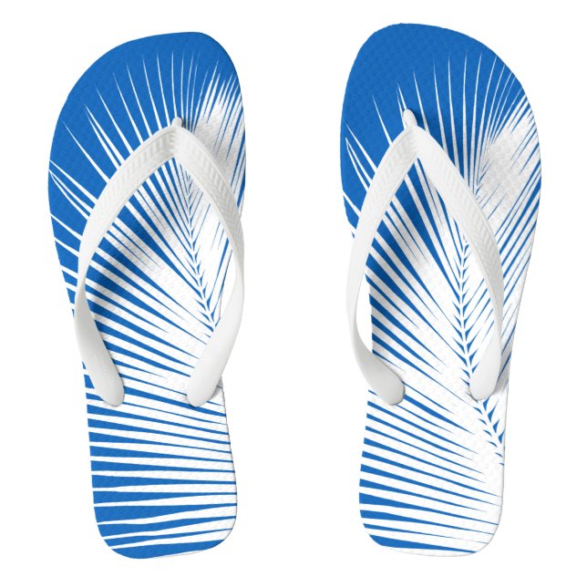 Tongs Feuille de palmier - blanc sur bleu de cobalt (Semelle)