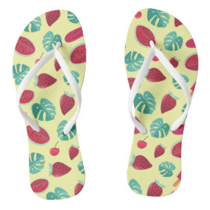Tongs Feuille tropicaux Fruit d'été Motif de vacances