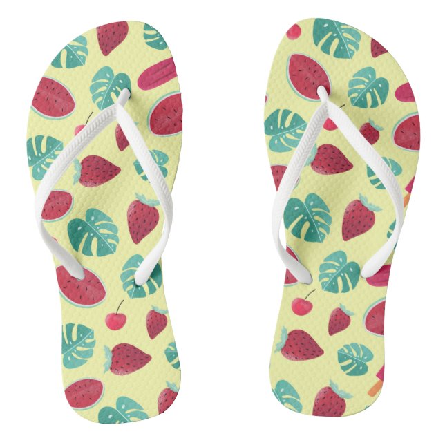 Tongs Feuille tropicaux Fruit d'été Motif de vacances (Semelle)