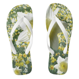 Tongs Feuilles à feuilles de jonquilles blanches