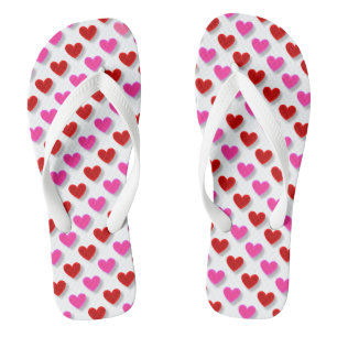 Tongs Feuilles à lèvres rose et rouge-coeur