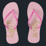 Tongs Feuilles à lèvres Wifey avec huile or et rose<br><div class="desc">Feuilles à lèvres avec huile d'or et typographie rose. Les Flip Flops sont parfaits pour des vacances en lune de miel avec le Hubby.</div>