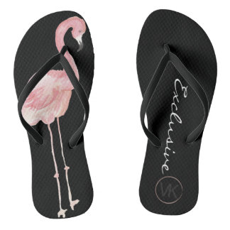 Tongs Feuilles de Flamant rose noir