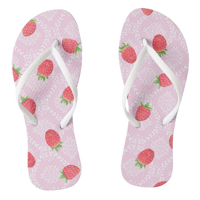 Tongs Feuilles de fraises roses (Semelle)