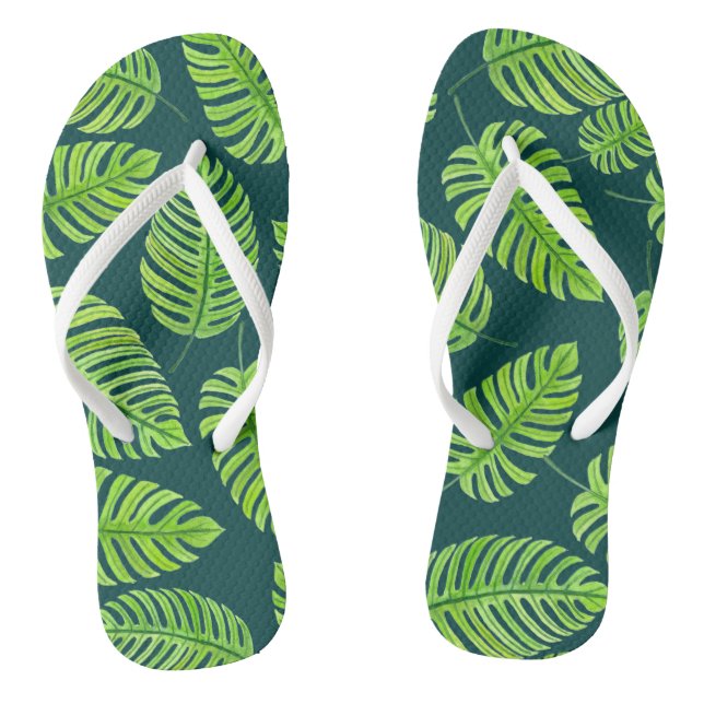 Tongs Feuilles de Monstera, motif d'aquarelle tropicale (Semelle)
