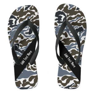 Tongs Feuilles de tournage en camouflage gris sur mesure