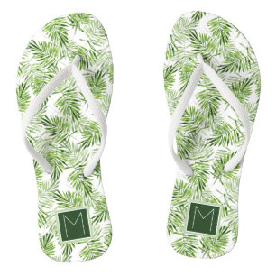 Tongs Feuilles Green Palm Monogramme
