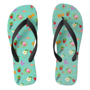 Tongs Feuilles tropicaux en Turquoise