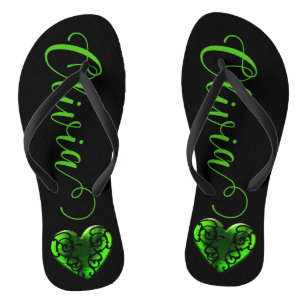 Tongs Filigree personnalisée Goth Green Heart