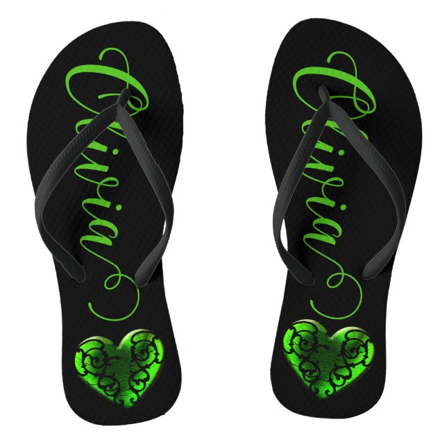 Tongs Filigree personnalisée Goth Green Heart (Semelle)