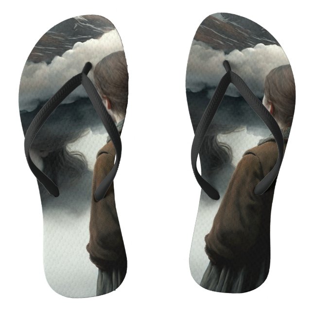 Tongs Fille avec des nuages (Semelle)