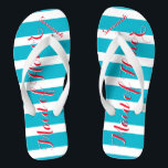 Tongs Fille d'honneur Aqua ou toute couleur<br><div class="desc">Motif Sea Blue Aqua Stripes - Changez dans n'importe quelle couleur en cliquant sur personnaliser. Et dis tout ce que tu veux. Faites-en un de ces flip flops qui ont VOTRE message sur eux. Parlez de la plage !</div>
