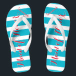 Tongs Fille d'honneur Aqua ou toute couleur<br><div class="desc">Motif Sea Blue Aqua Stripes - Changez dans n'importe quelle couleur en cliquant sur personnaliser. Et dis tout ce que tu veux. Faites-en un de ces flip flops qui ont VOTRE message sur eux. Parlez de la plage !</div>