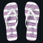 Tongs Fille personnalisée d'honneur violet ou de n'impor<br><div class="desc">Purple and Lavender Lilac Stripes Motif - Changez dans N'importe quelle couleur en cliquant sur personnaliser. Et dis tout ce que tu veux. Faites-en un de ces flip flops qui ont VOTRE message sur eux. Parlez de la plage !</div>