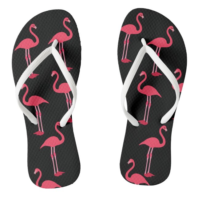 Tongs Flamants roses roses en noir (Semelle)
