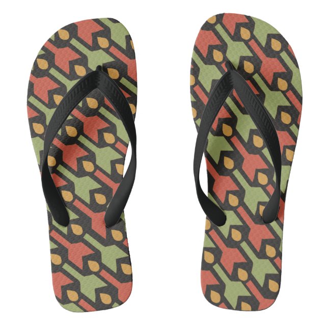 Tongs Flèche Motif rouge verte égyptienne (Semelle)
