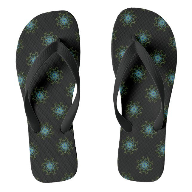 Tongs Flèches de plage bleu noir Kaleidoscope Mandala (Semelle)