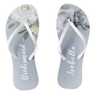 Tongs Fleur botanique bleu pâle à bridesmaid