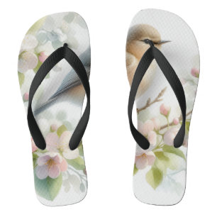 Tongs Fleur de cerisier à fleurs de printemps aquarelle