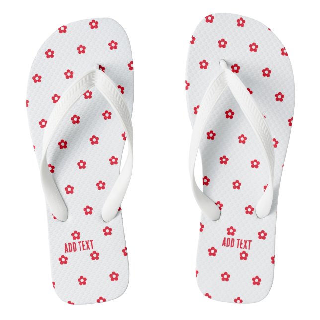 Tongs Fleur de couleur rouge imprimée Ajouter un texte S (Semelle)