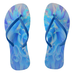 Tongs Fleur de dahlia décorative bleue élégante