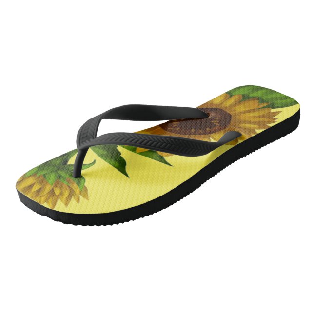 Tongs fleur de soleil jaune floral nature  (Incliné)