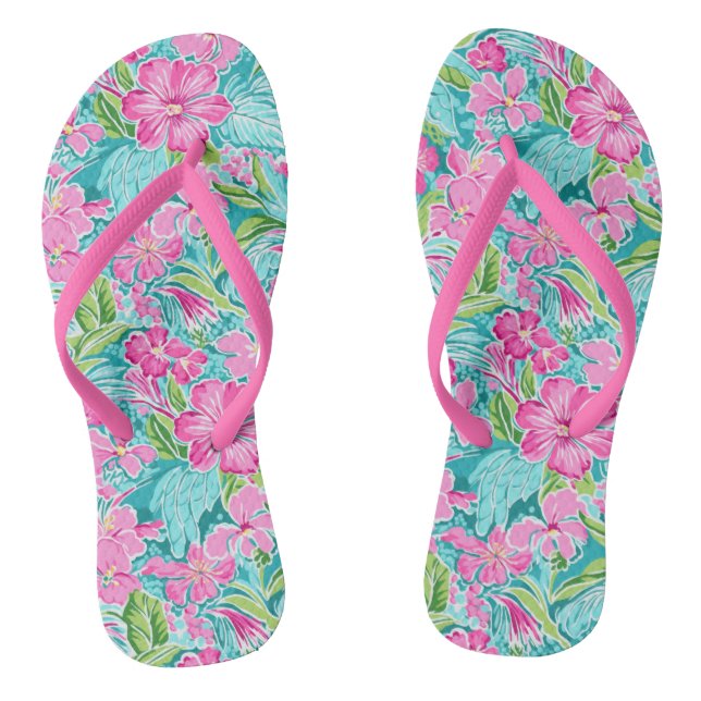 Tongs Fleur d'Hibiscus tropicaux de Preppy (Semelle)